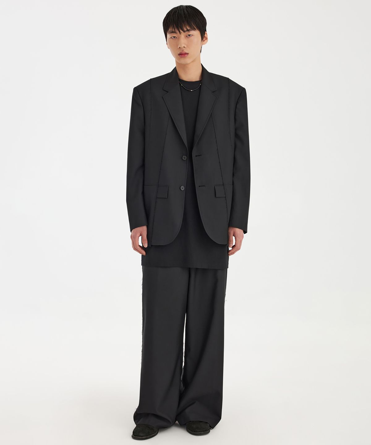 유스(YOUTH) Triple Stitch Wide Trousers - Black