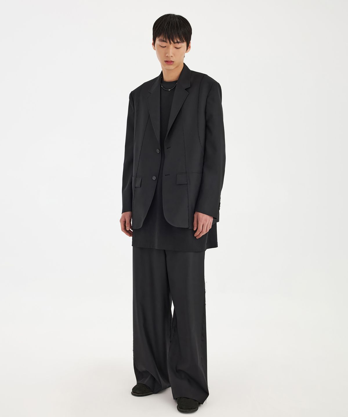 유스(YOUTH) Triple Stitch Wide Trousers - Black