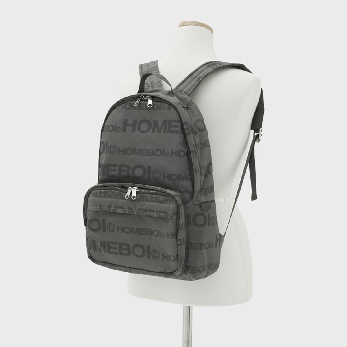 홈보이스포츠클럽(HOMEBOI SPORT CLUB) logo backpack (로고백팩) - satin gray