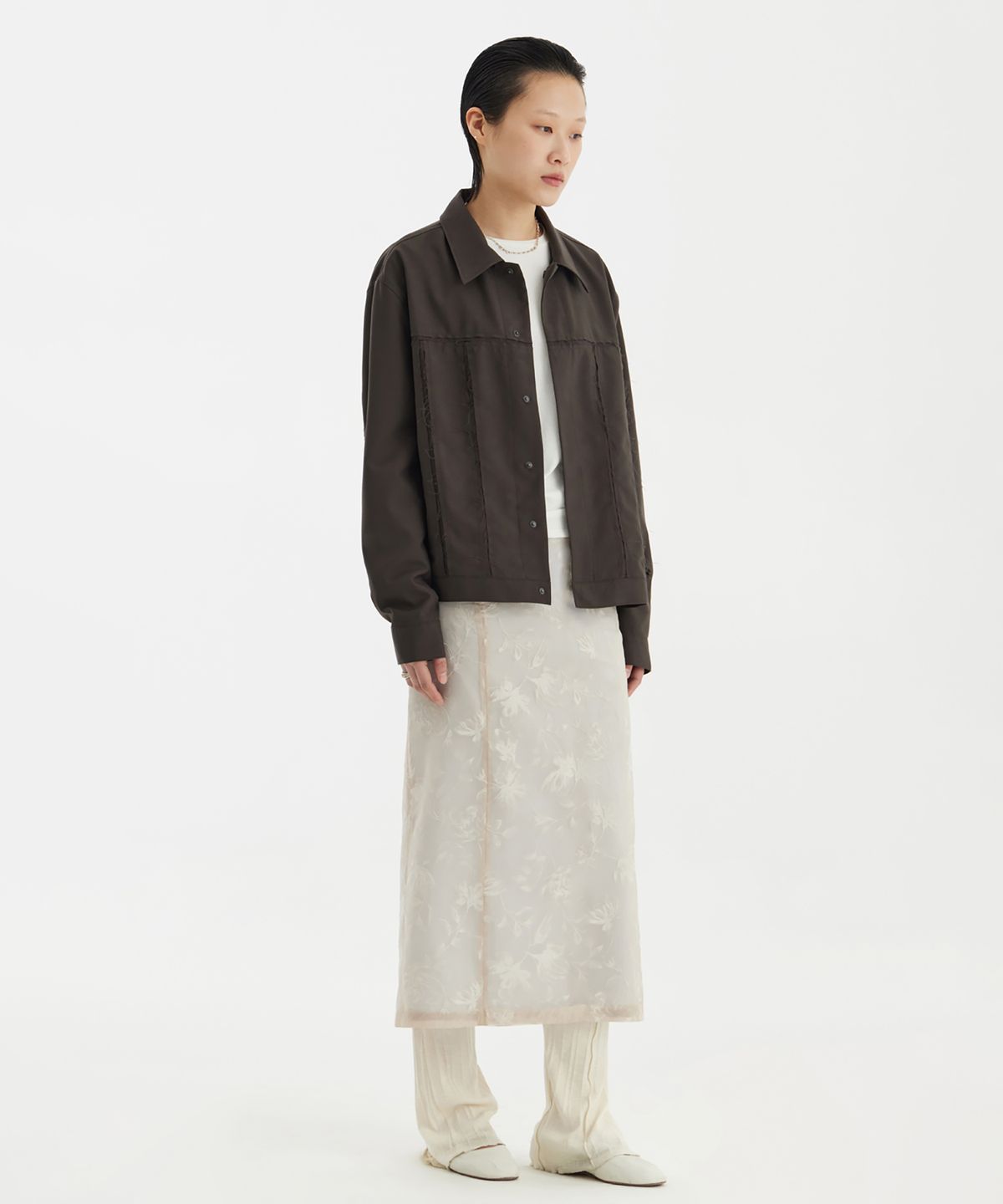 유스(YOUTH) Cut-Off Trucker Jacket - Brown