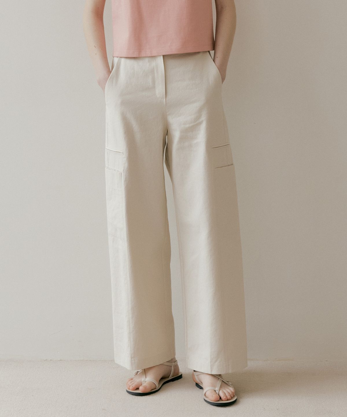 더페니(THE PENNY) LINEN CARGO PANTS - Ivory