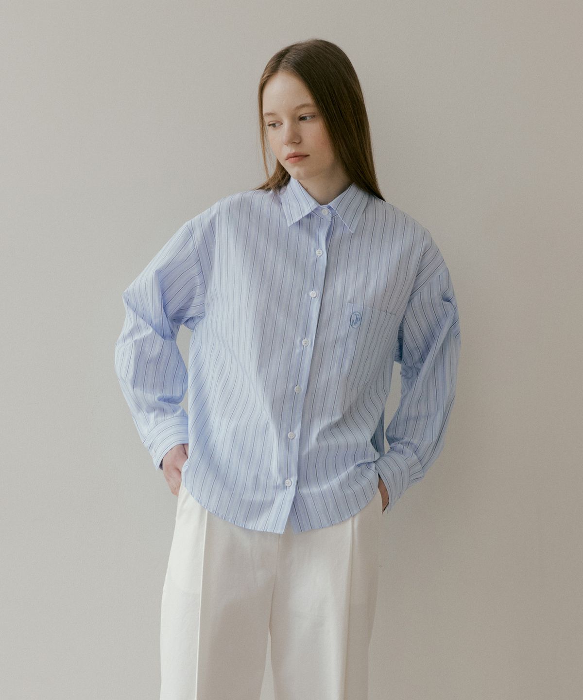 더페니(THE PENNY) BASIC STICHWORK SHIRT - Blue