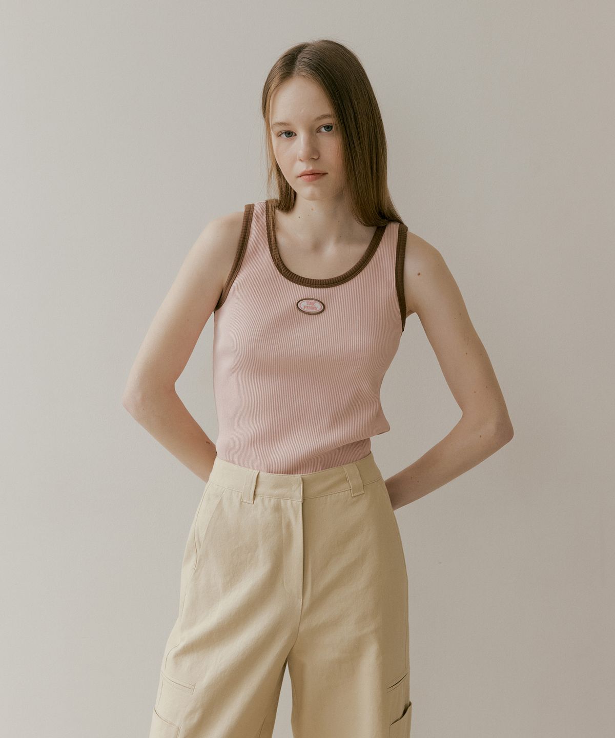더페니(THE PENNY) LOGO COMBIE SLEEVELESS TEE - Pink