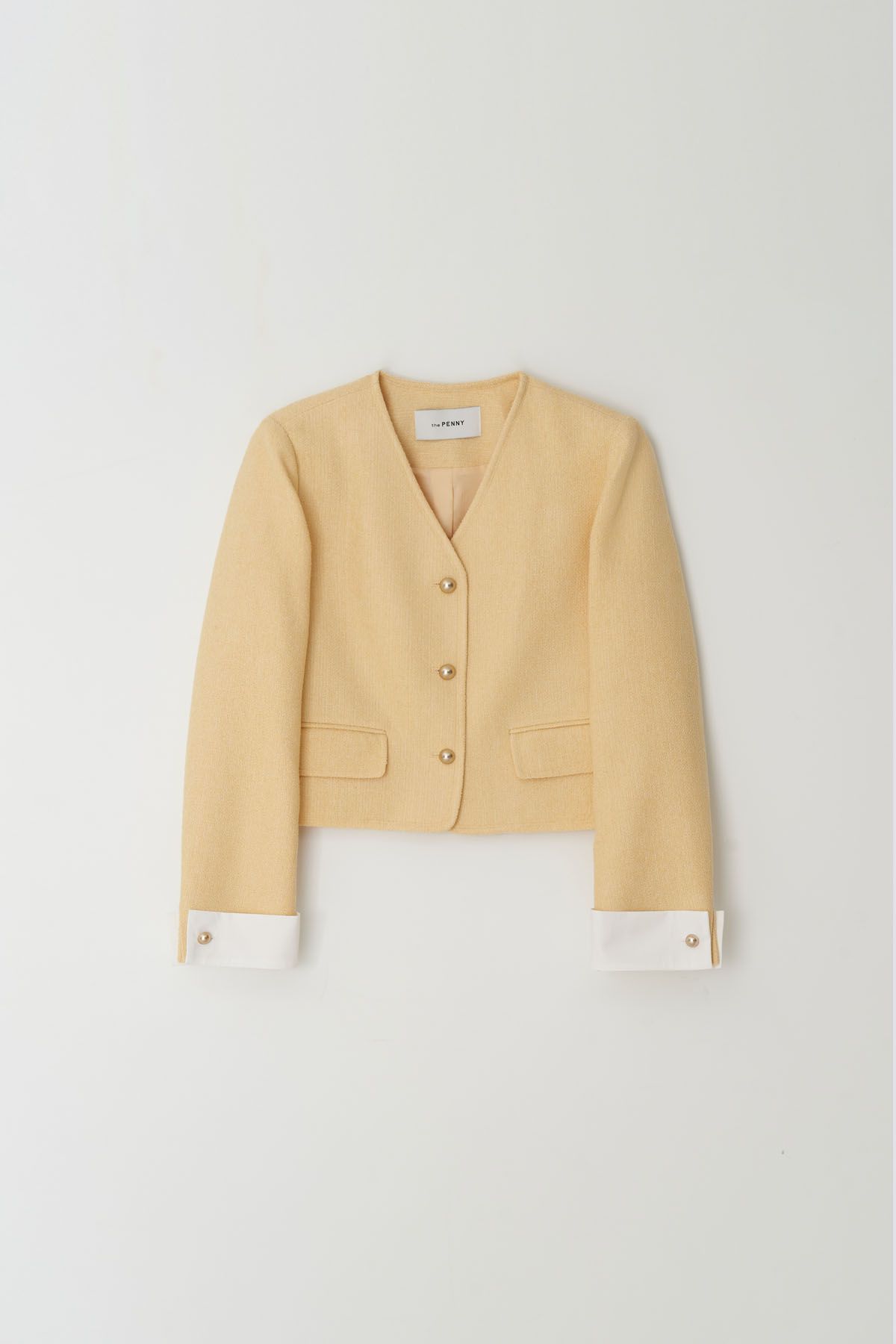 더페니(THE PENNY) CUFFS TWEED JACKET - Yellow