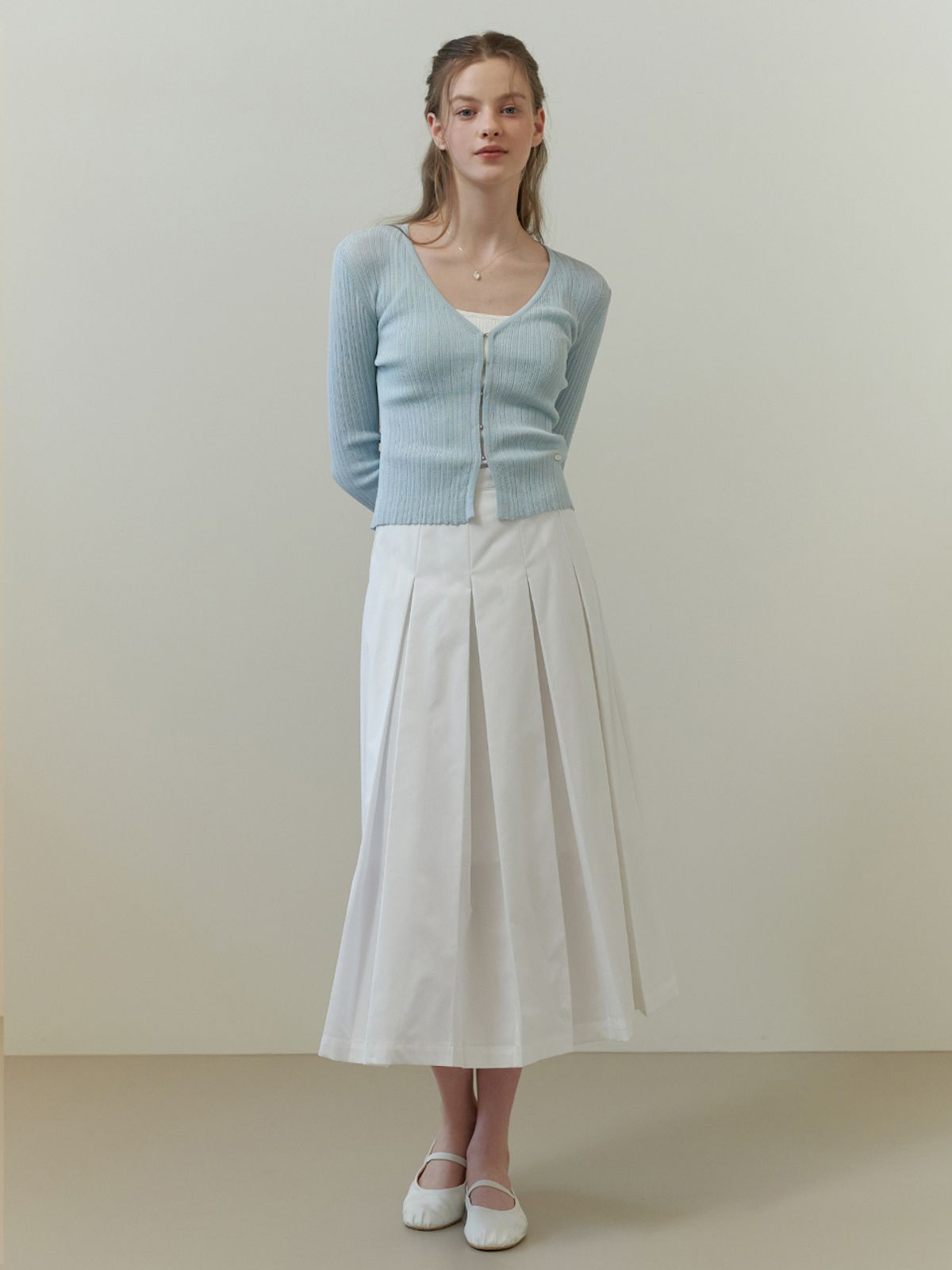 리엘(RE L) Chou pleats skirt (white)