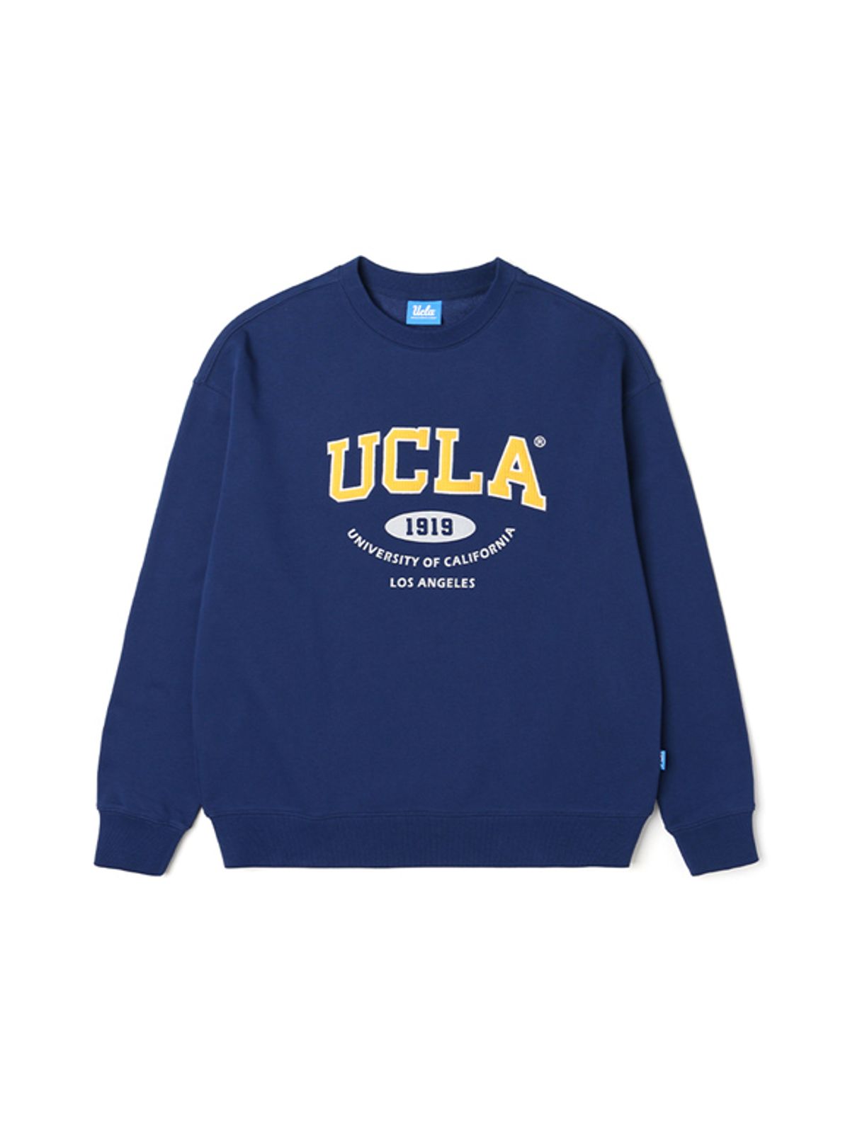 유씨엘에이(UCLA) 남여공용 프린트 자수 믹스 오버핏 쮸리 스웨트셔츠DK-BLUE](UA3LT82_A4)
