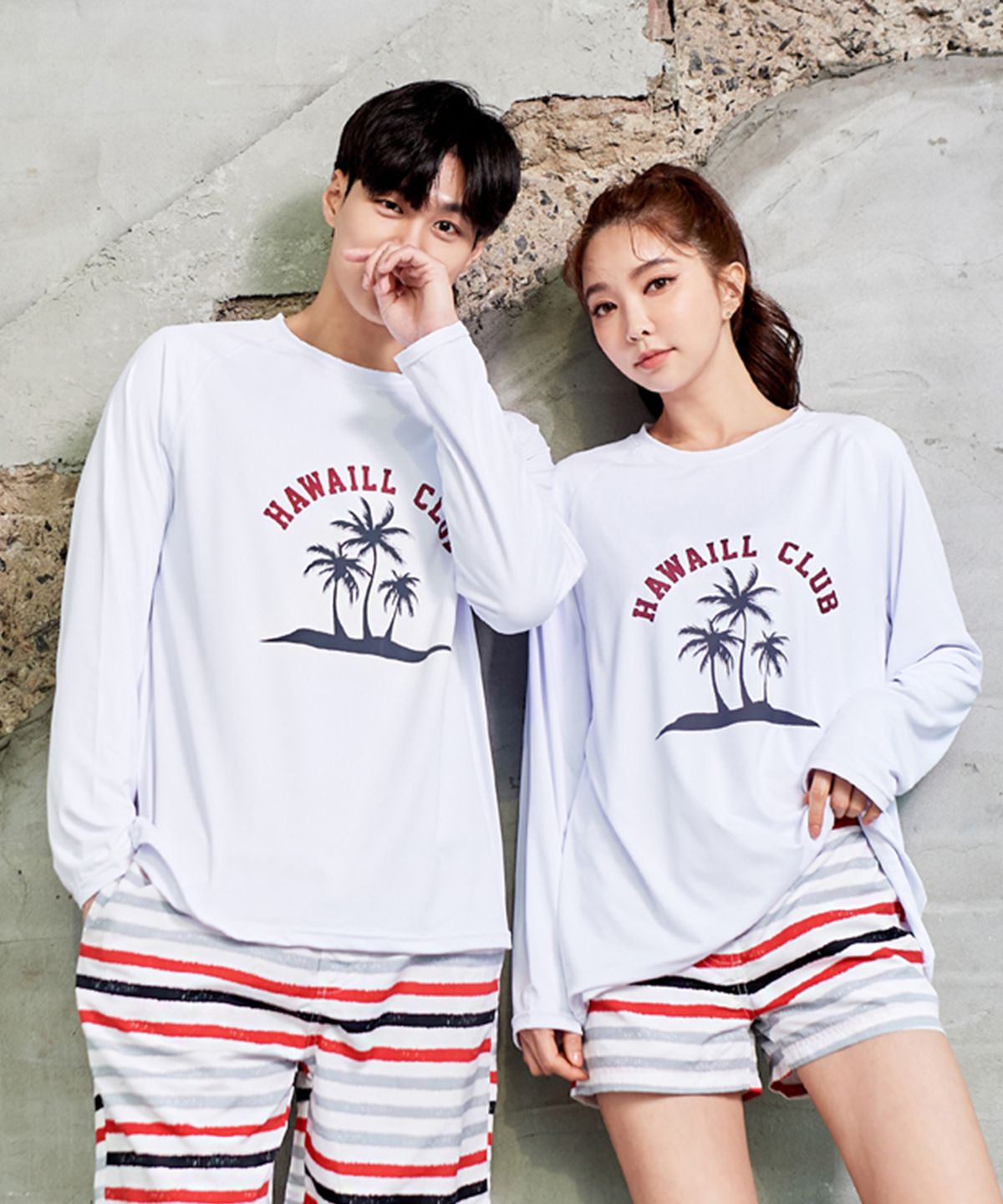 벤디스(VENDIS) 하와이클럽 긴팔 커플 래쉬가드