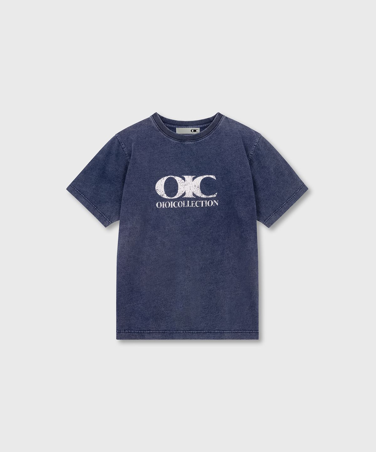 오아이오아이 컬렉션(OIOI COLLECTION) 빈티지 로고 데님워싱 티셔츠 데님 스노우 블루