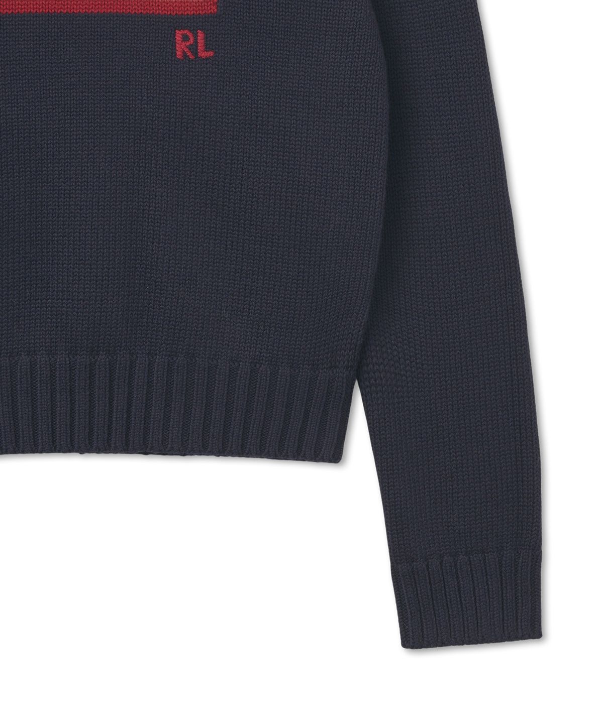 폴로 랄프 로렌(POLO RALPH LAUREN) W 플래그 코튼 크루넥 스웨터 - 네이비