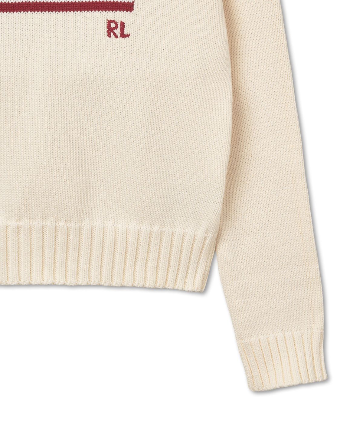 폴로 랄프 로렌(POLO RALPH LAUREN) W 플래그 코튼 크루넥 스웨터 - 내추럴