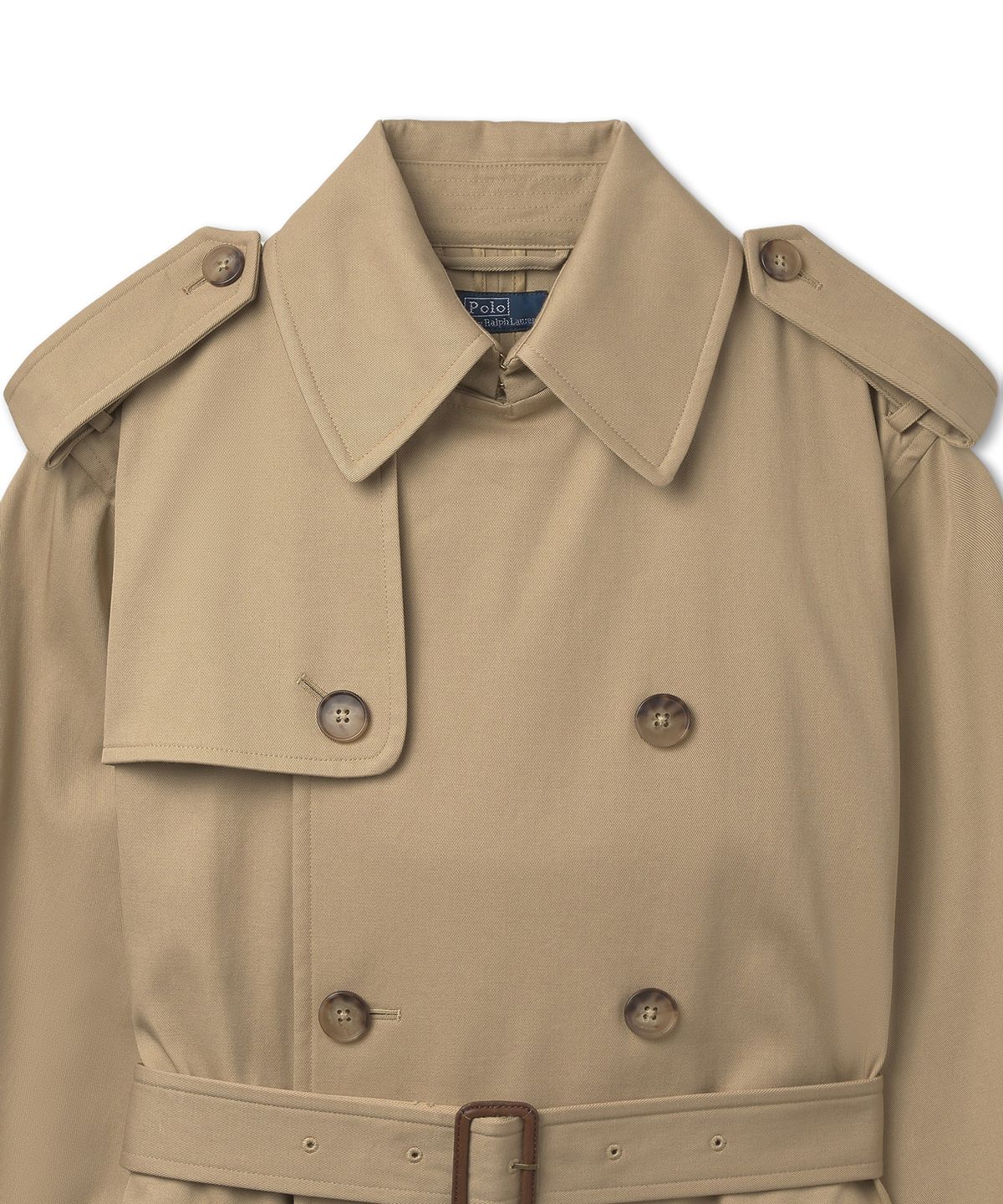 폴로 랄프 로렌(POLO RALPH LAUREN) W 더블 브레스트 트윌 트렌치 코트 - 미디엄 베이지