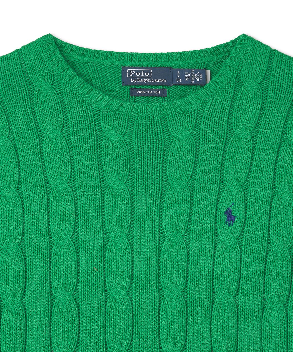 폴로 랄프 로렌(POLO RALPH LAUREN) W 케이블 니트 코튼 크루넥 스웨터 - 그린