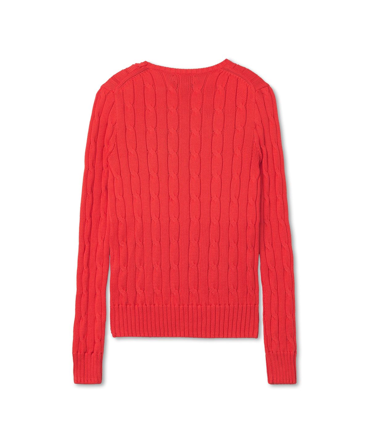 폴로 랄프 로렌(POLO RALPH LAUREN) W 케이블 니트 코튼 크루넥 스웨터 - 레드