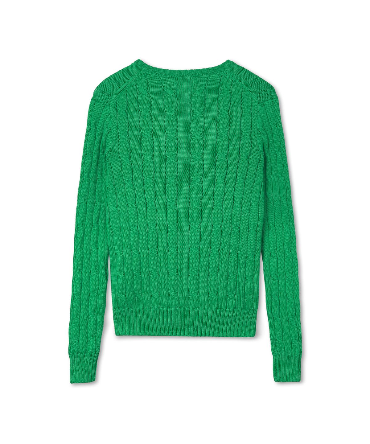 폴로 랄프 로렌(POLO RALPH LAUREN) W 케이블 니트 코튼 V넥 스웨터 - 그린