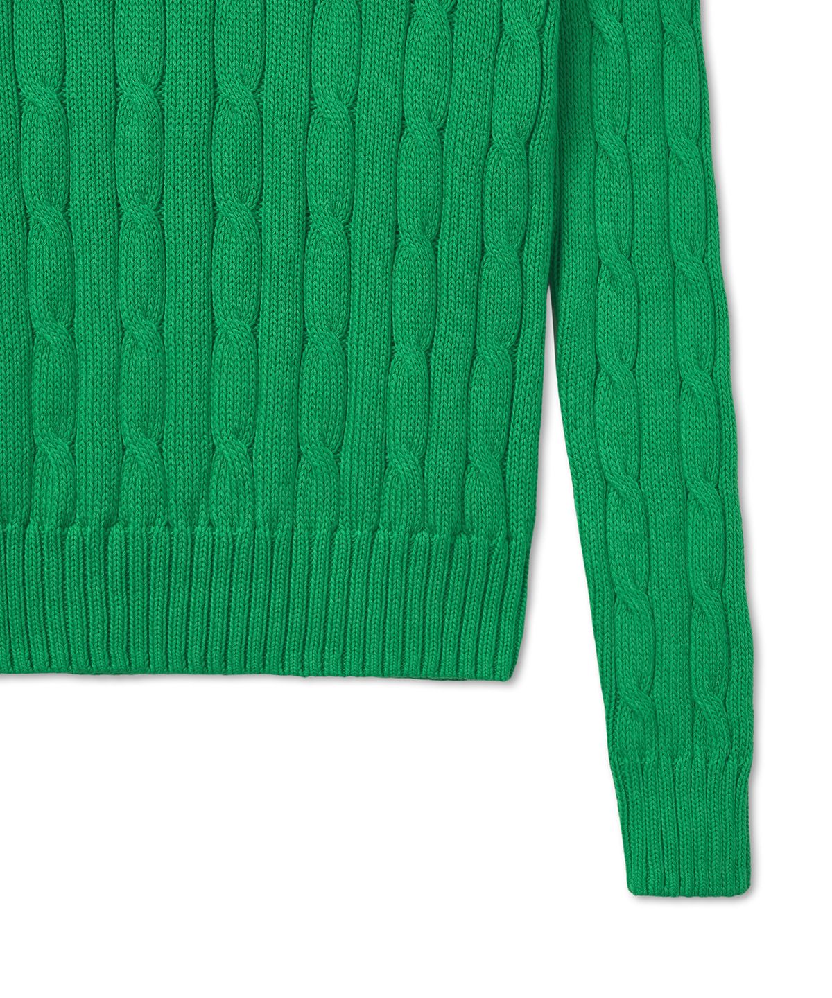 폴로 랄프 로렌(POLO RALPH LAUREN) W 케이블 니트 코튼 V넥 스웨터 - 그린