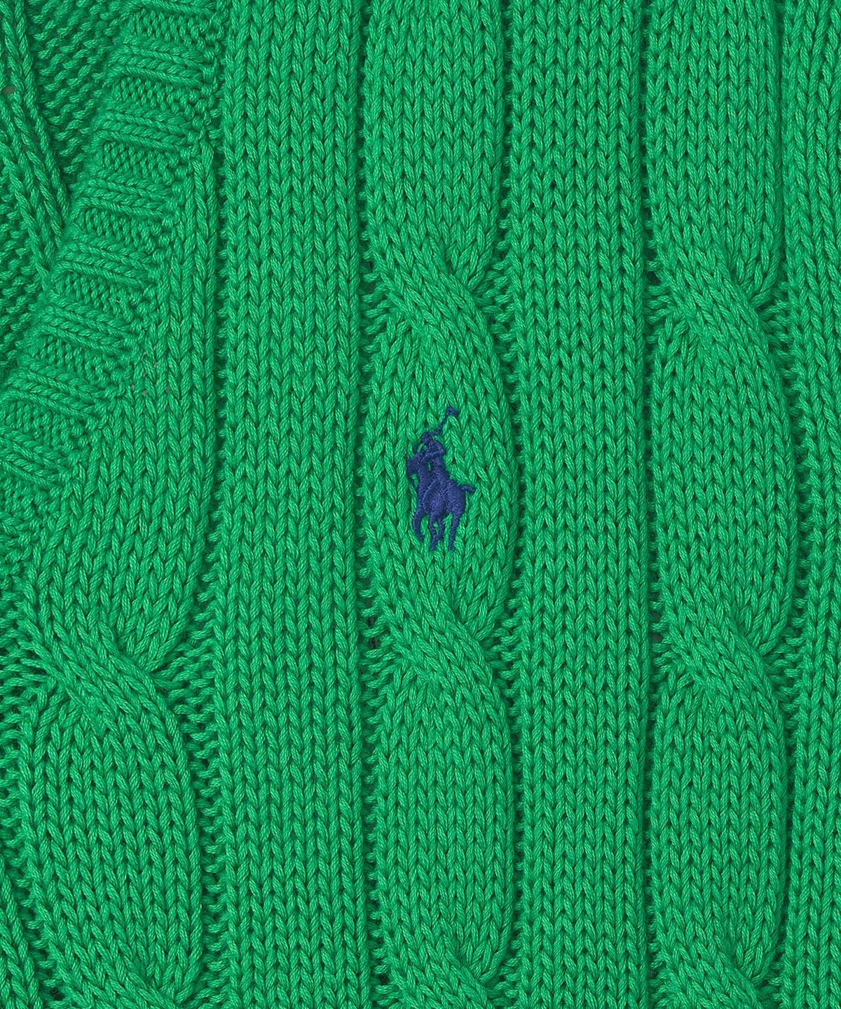 폴로 랄프 로렌(POLO RALPH LAUREN) W 케이블 니트 코튼 V넥 스웨터 - 그린