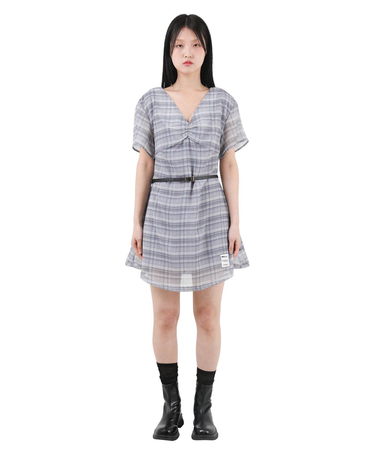카타르시스(KATHARSIS) 쉬폰 미니 원피스 블랙체크 ONE SIZE