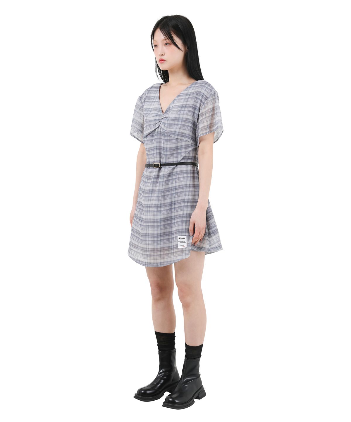 카타르시스(KATHARSIS) 쉬폰 미니 원피스 블랙체크 ONE SIZE