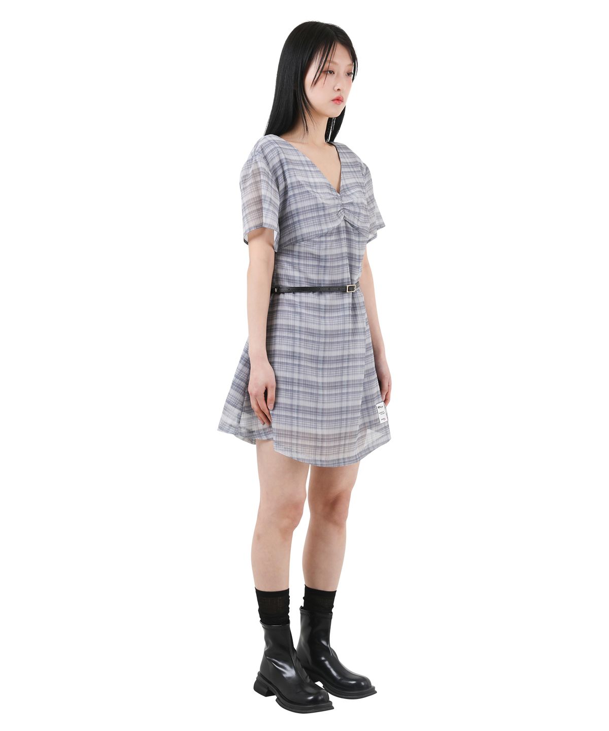 카타르시스(KATHARSIS) 쉬폰 미니 원피스 블랙체크 ONE SIZE