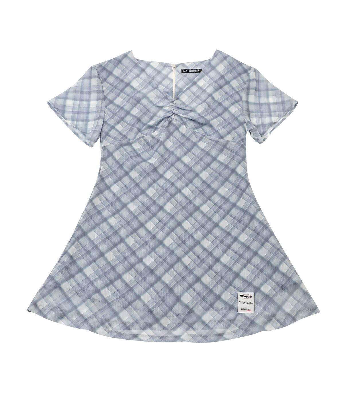 카타르시스(KATHARSIS) 쉬폰 미니 원피스 블루체크  ONE SIZE