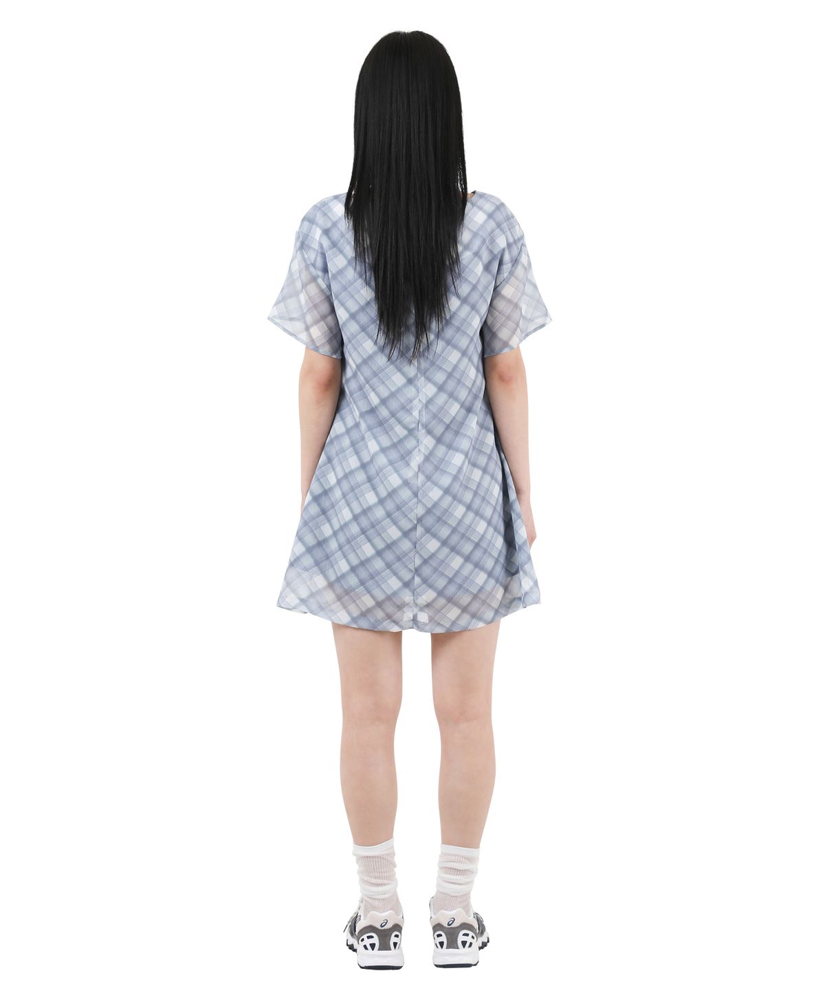 카타르시스(KATHARSIS) 쉬폰 미니 원피스 블루체크  ONE SIZE