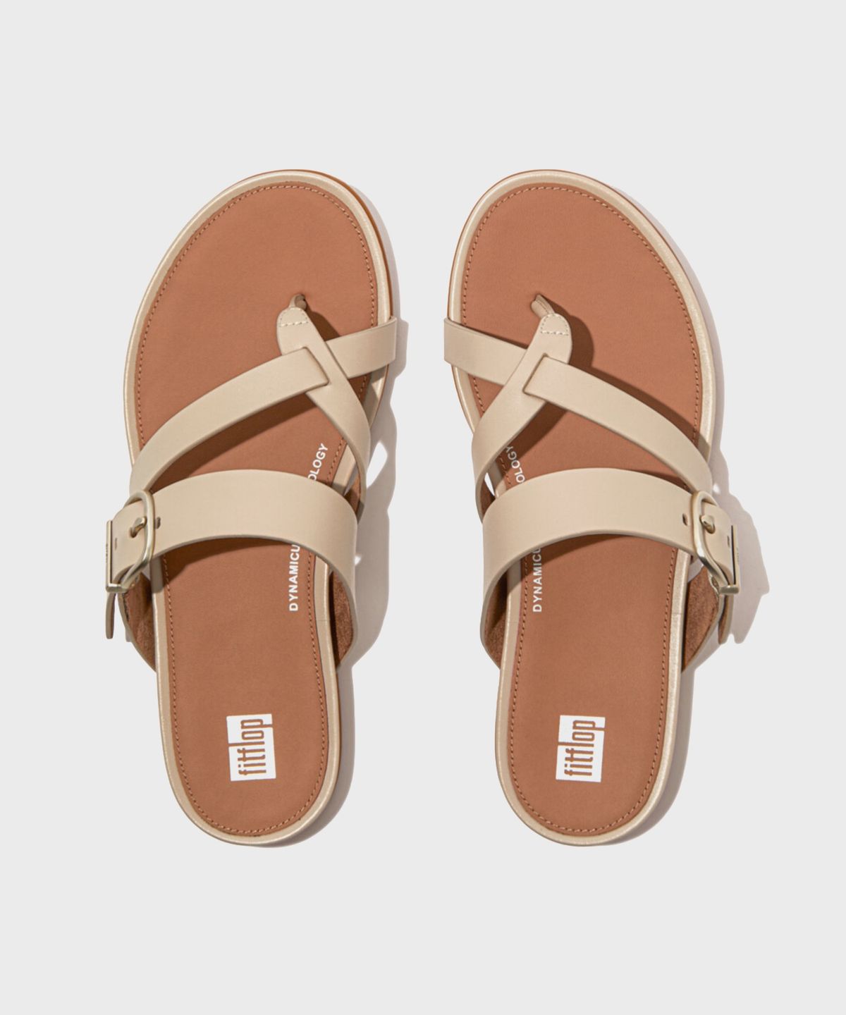 핏플랍(FITFLOP) 그라시에 버클 스트레피 토포스트 레더 쪼리 Stone Beige