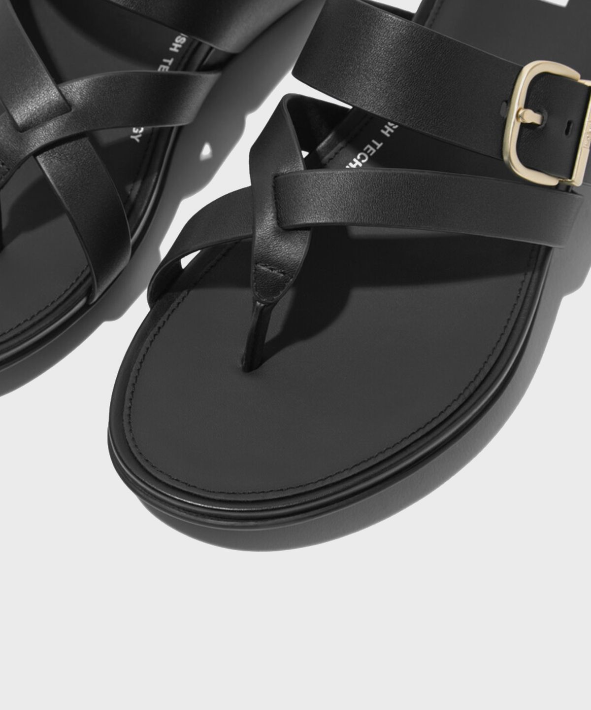 핏플랍(FITFLOP) 그라시에 버클 스트레피 토포스트 레더 쪼리 Black