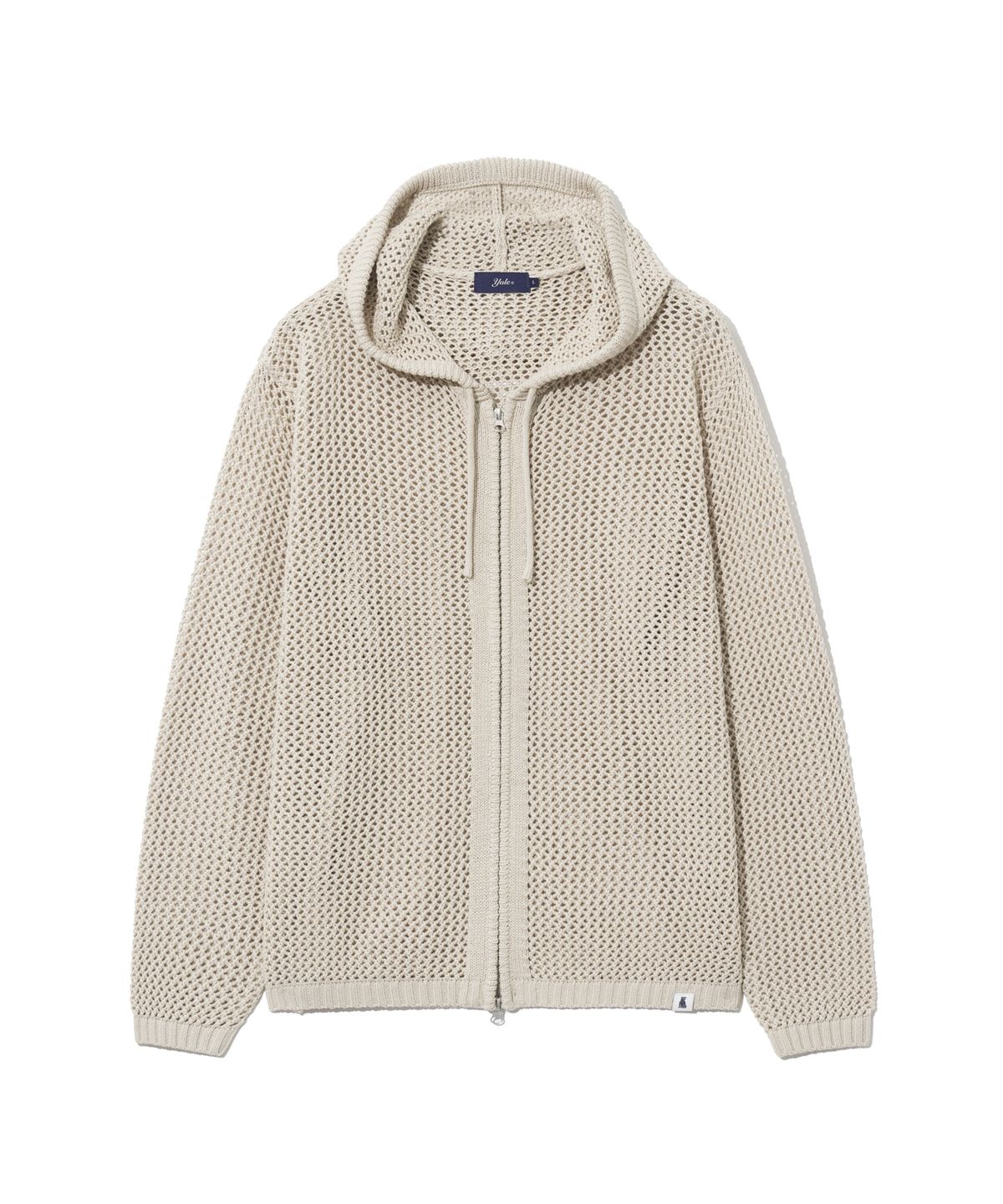 예일(YALE) MESHED HOODIE KNIT ZIP-UP GREEN BEIGE
