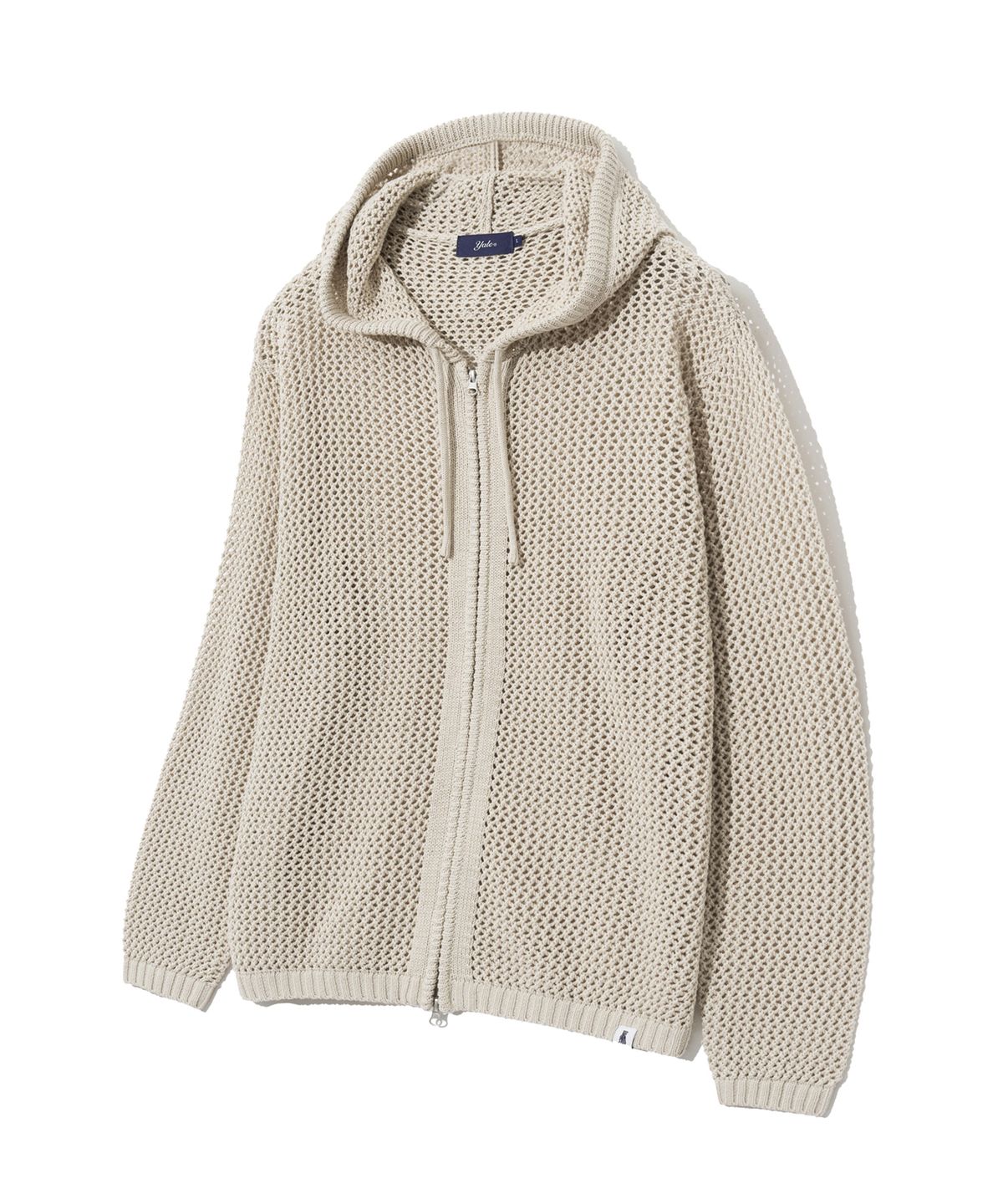 예일(YALE) MESHED HOODIE KNIT ZIP-UP GREEN BEIGE