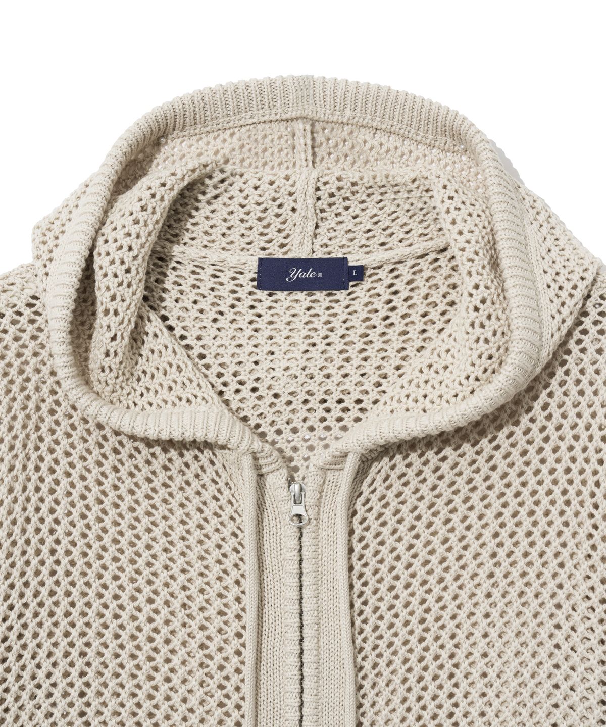 예일(YALE) MESHED HOODIE KNIT ZIP-UP GREEN BEIGE