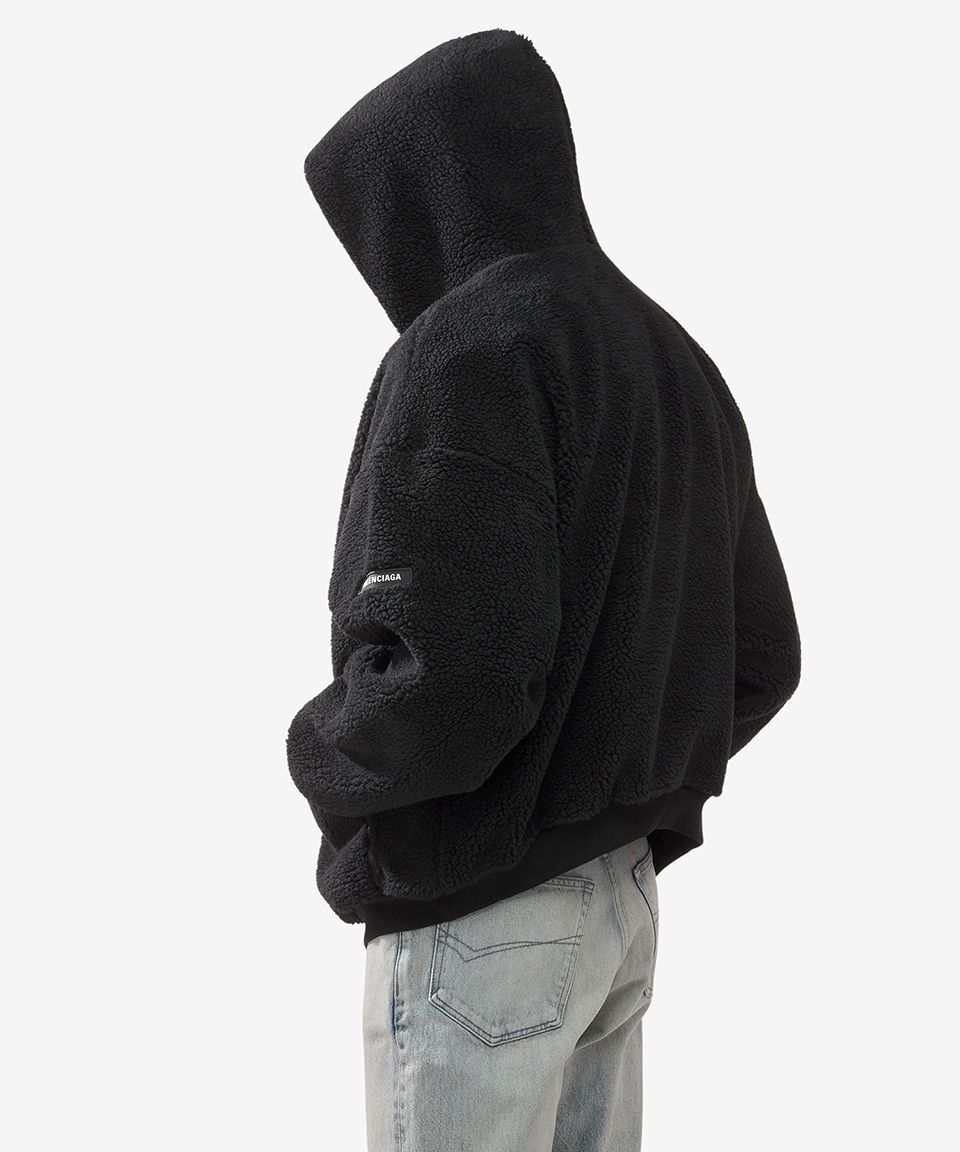 MUSINSA | BALENCIAGA Outerwear Oversized Zip-Up Hoodie - Black