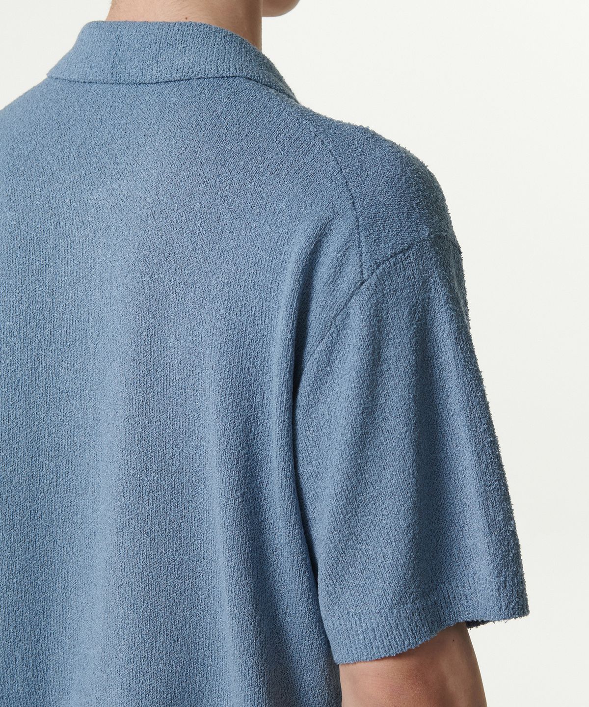 무신사 스탠다드(MUSINSA STANDARD) 부클 칼라드 반소매 가디건 [블루 그레이]