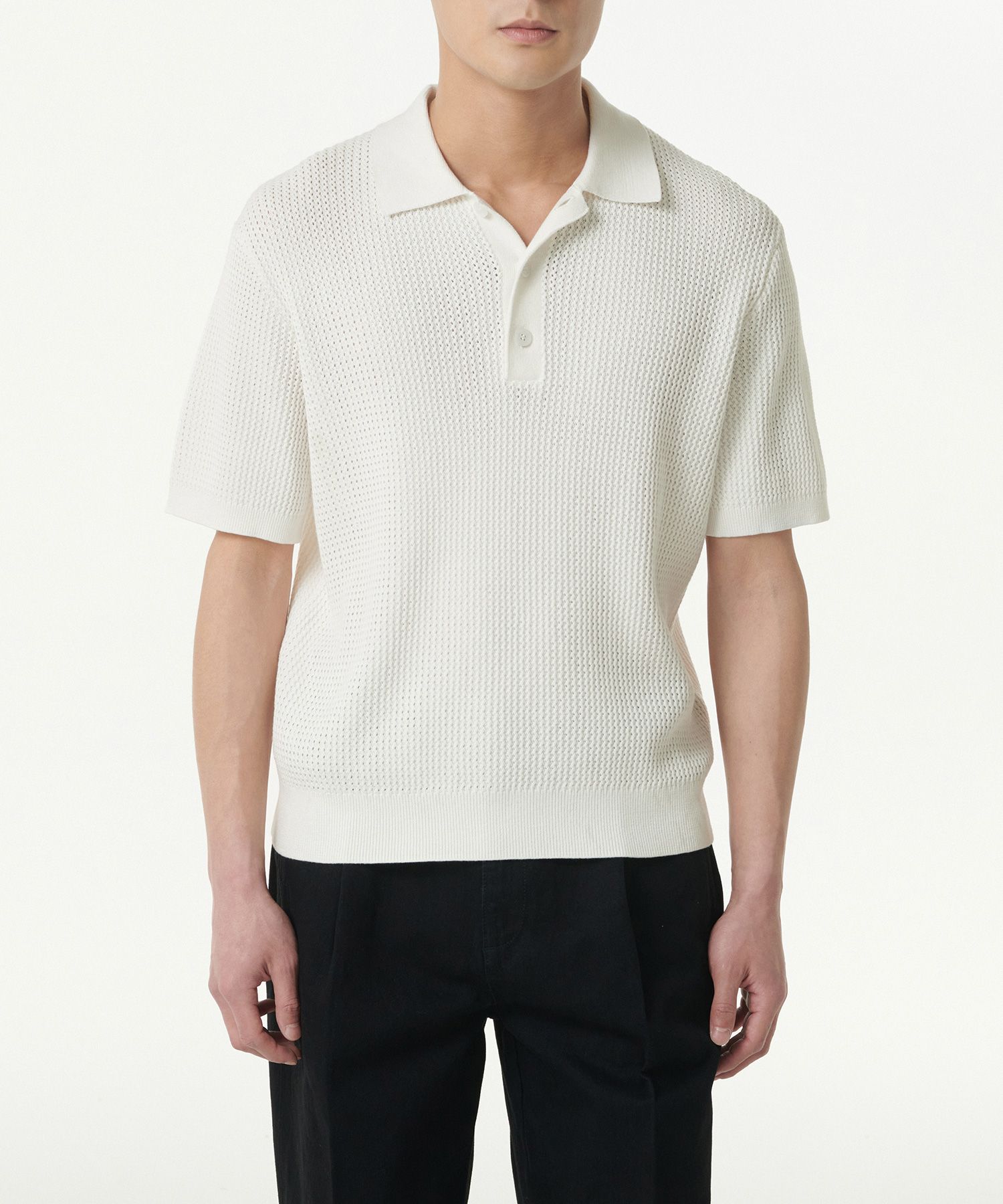 ★MUSINSA STANDARD★ Relaxed Crochet Shirt Ivory MMDSH105-IV MUSINSA | MUSINSA STANDARD Crochet Knitted Polo Shirt [Ivory]