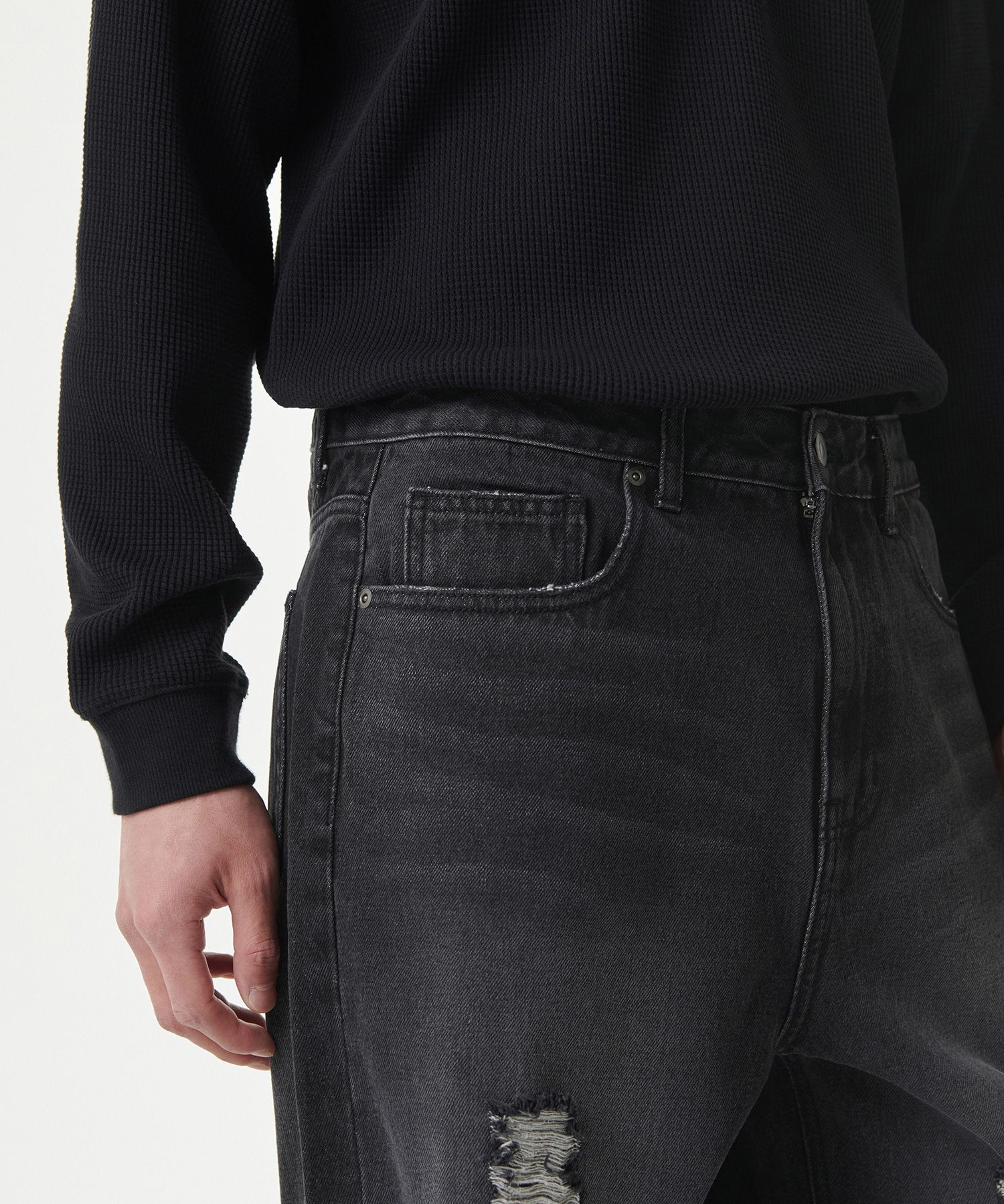 ★MUSINSA STANDARD★ Front destroyed wide denim pants washed MUSINSA | MUSINSA STANDARD Front Destroyed Wide Denim Pants