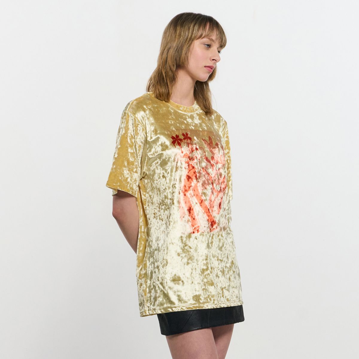 킴지수(KIMZISU) Velvet print Oversized T-Shirt _ YELLOW