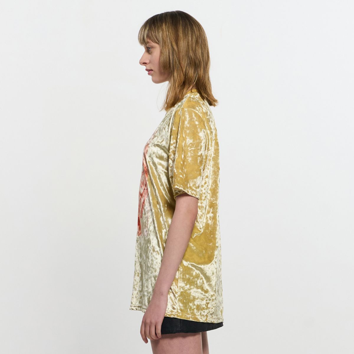 킴지수(KIMZISU) Velvet print Oversized T-Shirt _ YELLOW