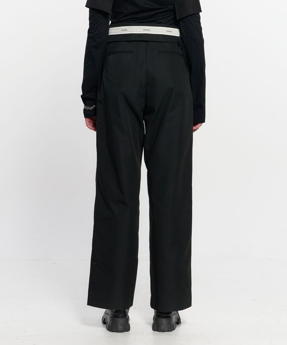 킴지수(KIMZISU) Fold Over Wide Slacks _ BLACK