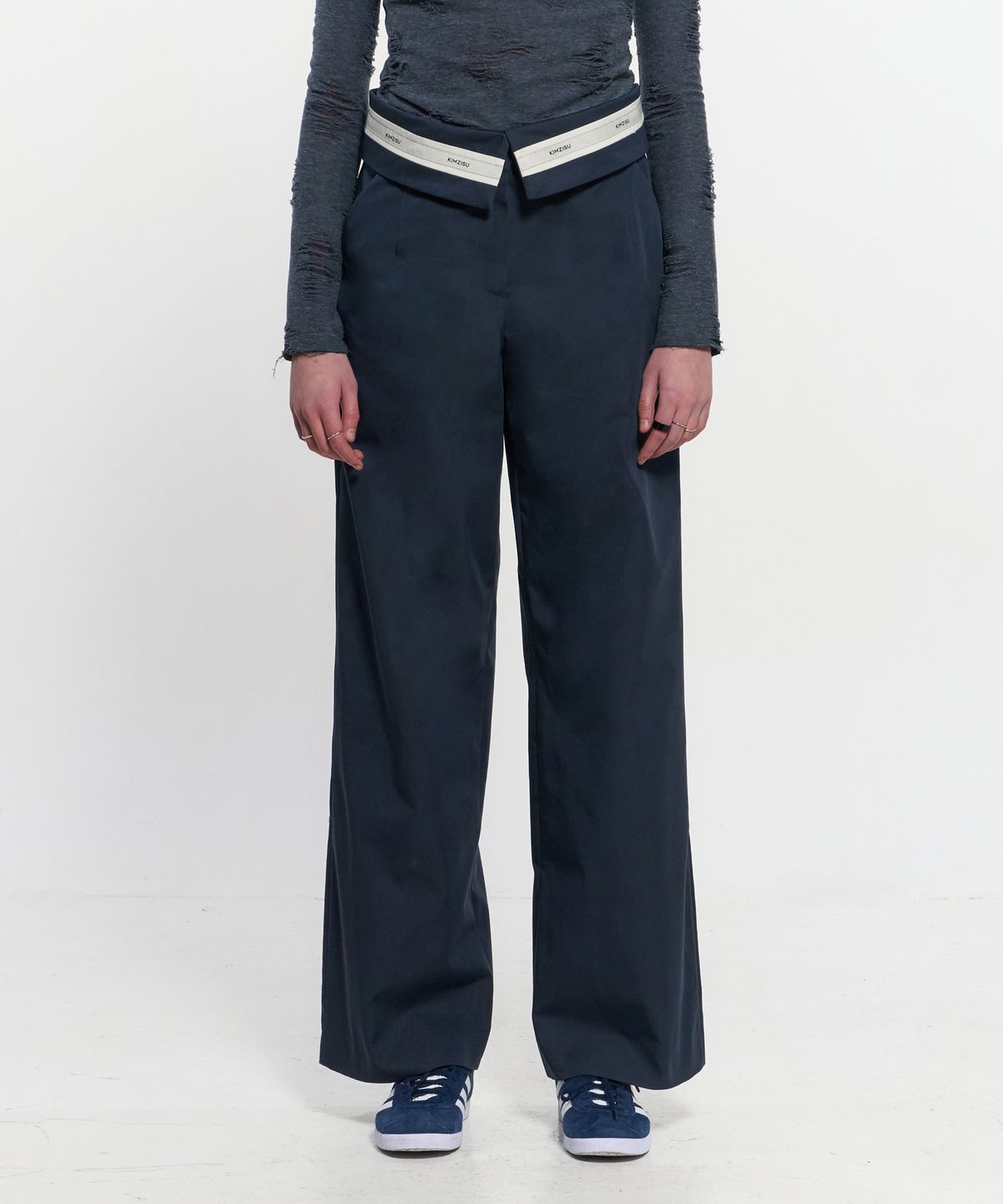 킴지수(KIMZISU) Fold Over Wide Slacks _ NAVY