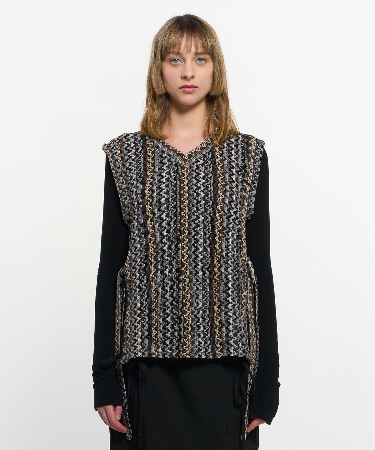 킴지수(KIMZISU) V neck knit Vest _ BROWN