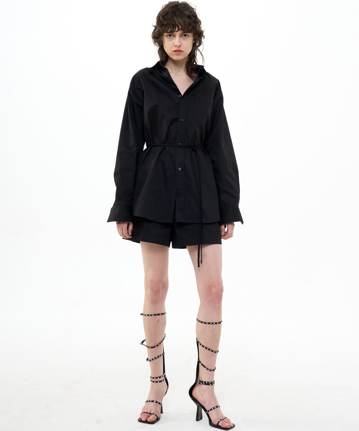비콰이엇(B QUIET) BANDED COTTON SHORTS_BLACK