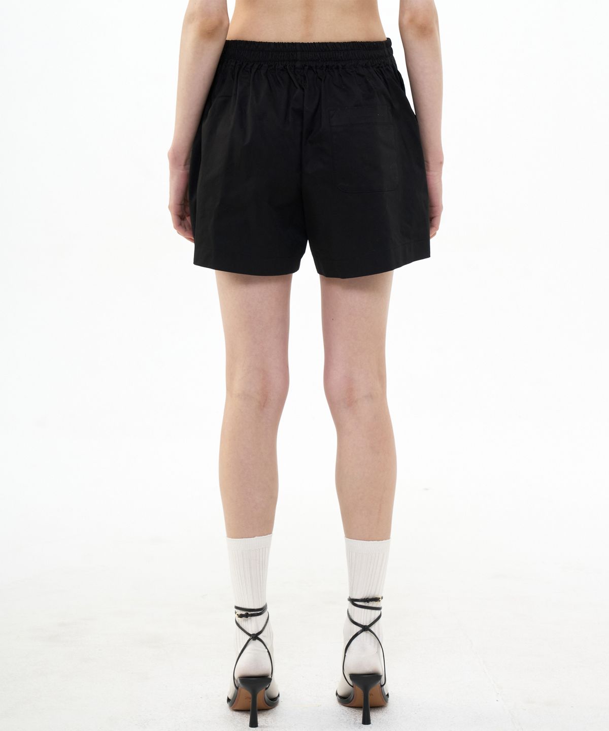 비콰이엇(B QUIET) BANDED COTTON SHORTS_BLACK