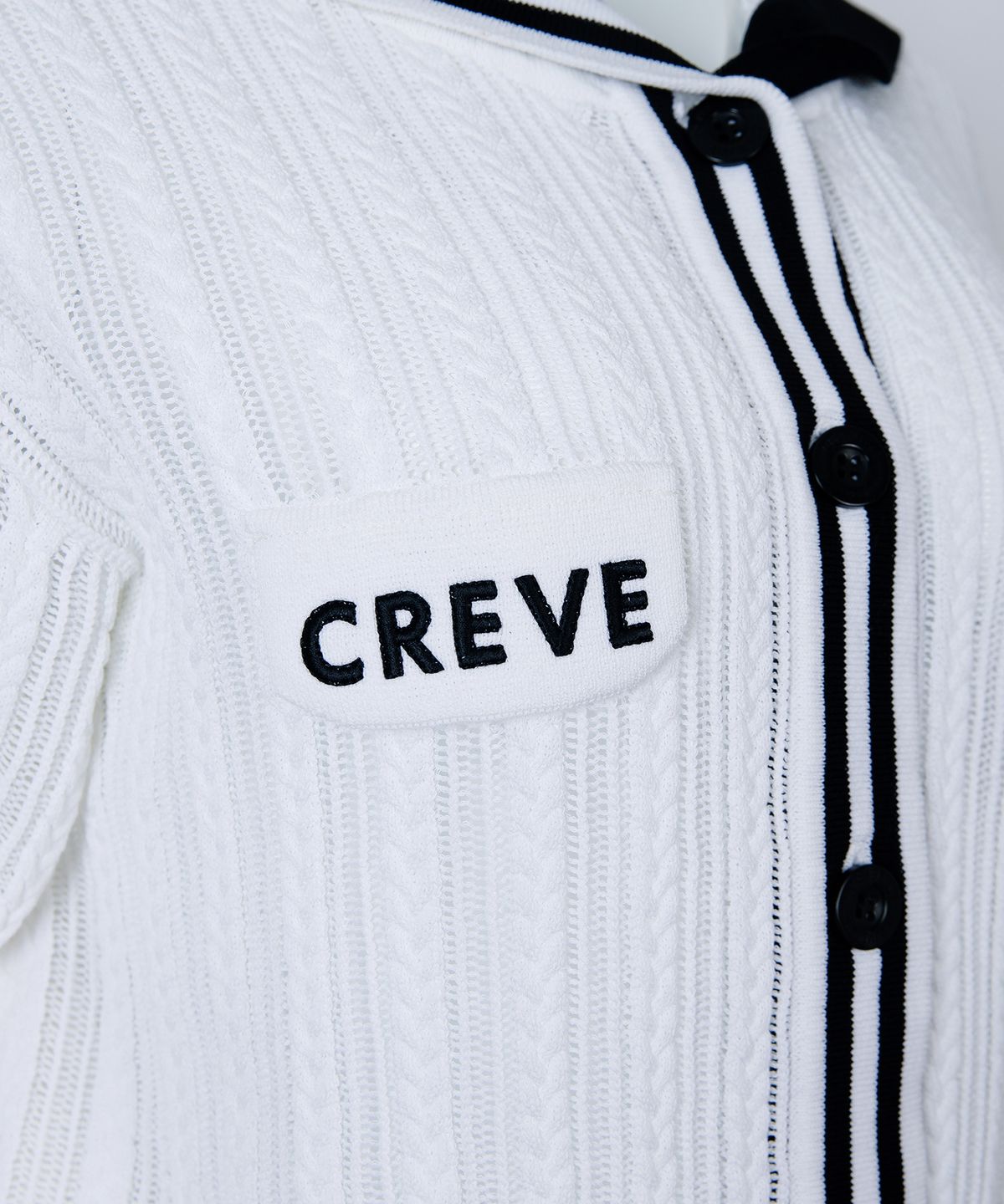 크리브나인(CREVE9) 크롭 반팔 가디건WH