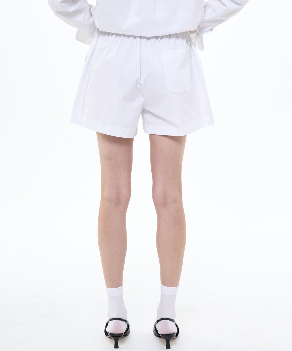 비콰이엇(B QUIET) BANDED COTTON SHORTS_WHITE