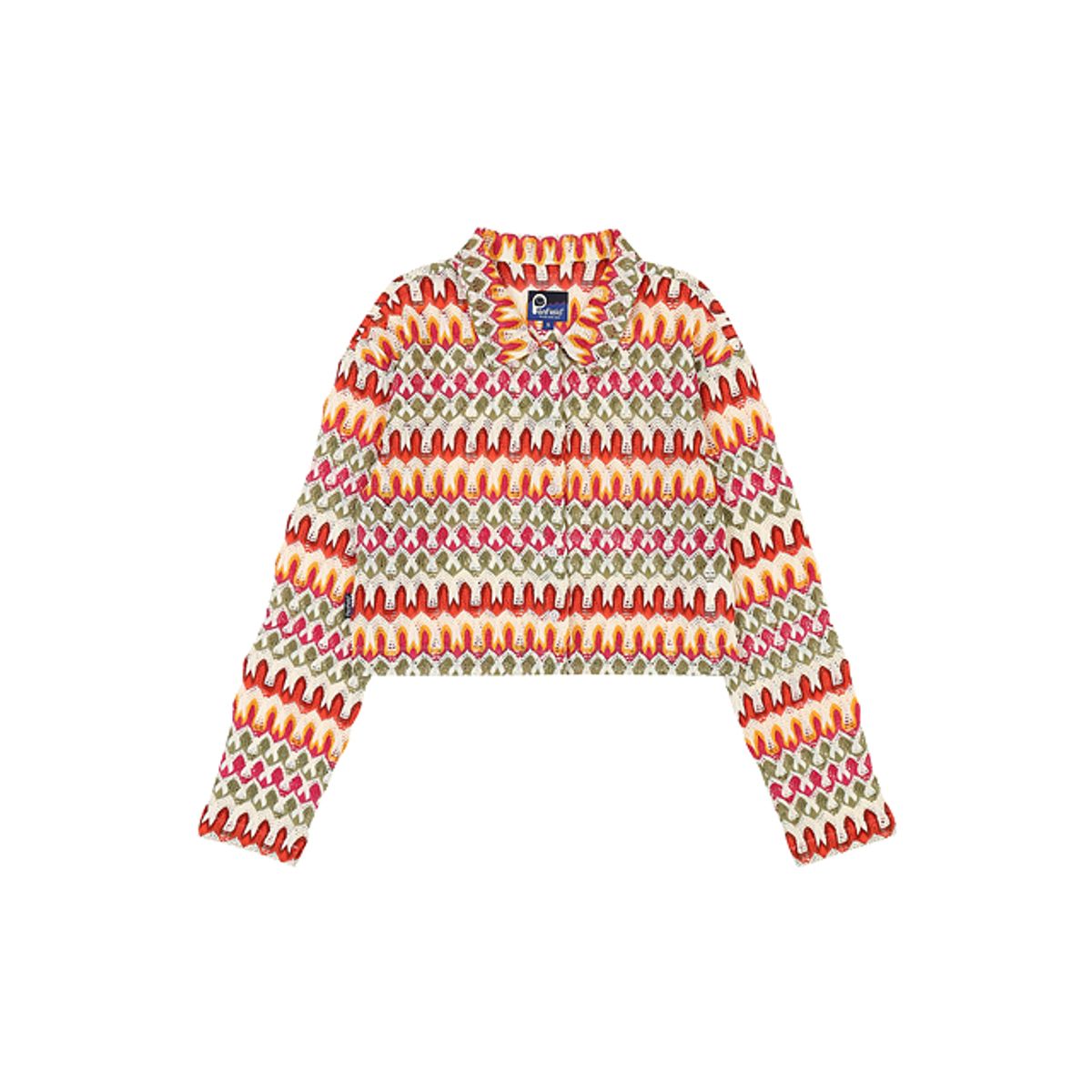 펜필드(PENFIELD) PATTERN CROP CROCHET SHIRT BURGUNDY_FQ2WR16U