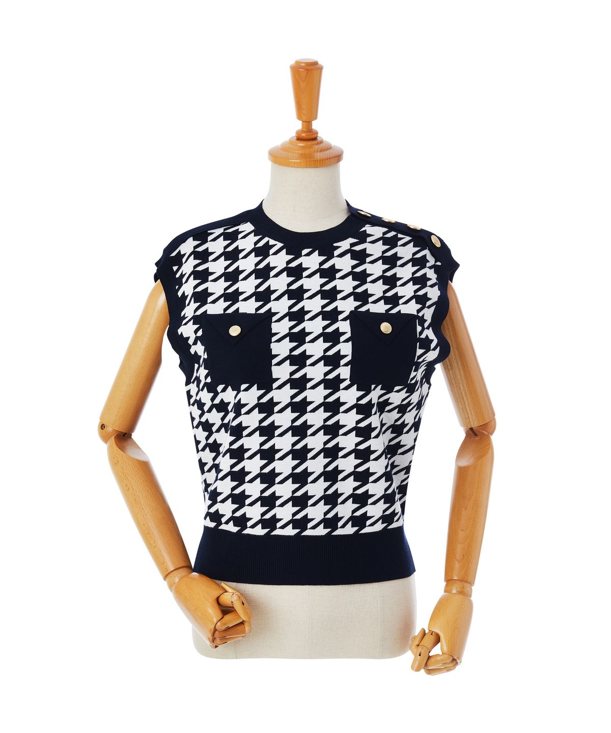 에이오더블유(AOW) HOUNDTOOTH CHECK KNIT VEST