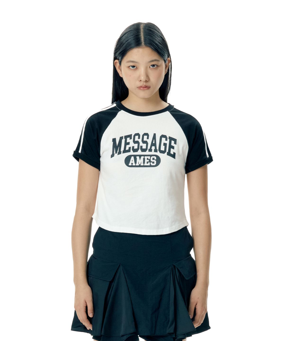 아메스 월드와이드(AMES-WORLDWIDE) LINE TAPE RAGLAN RINGER TEE WHITE (AM2EMUT506A)
