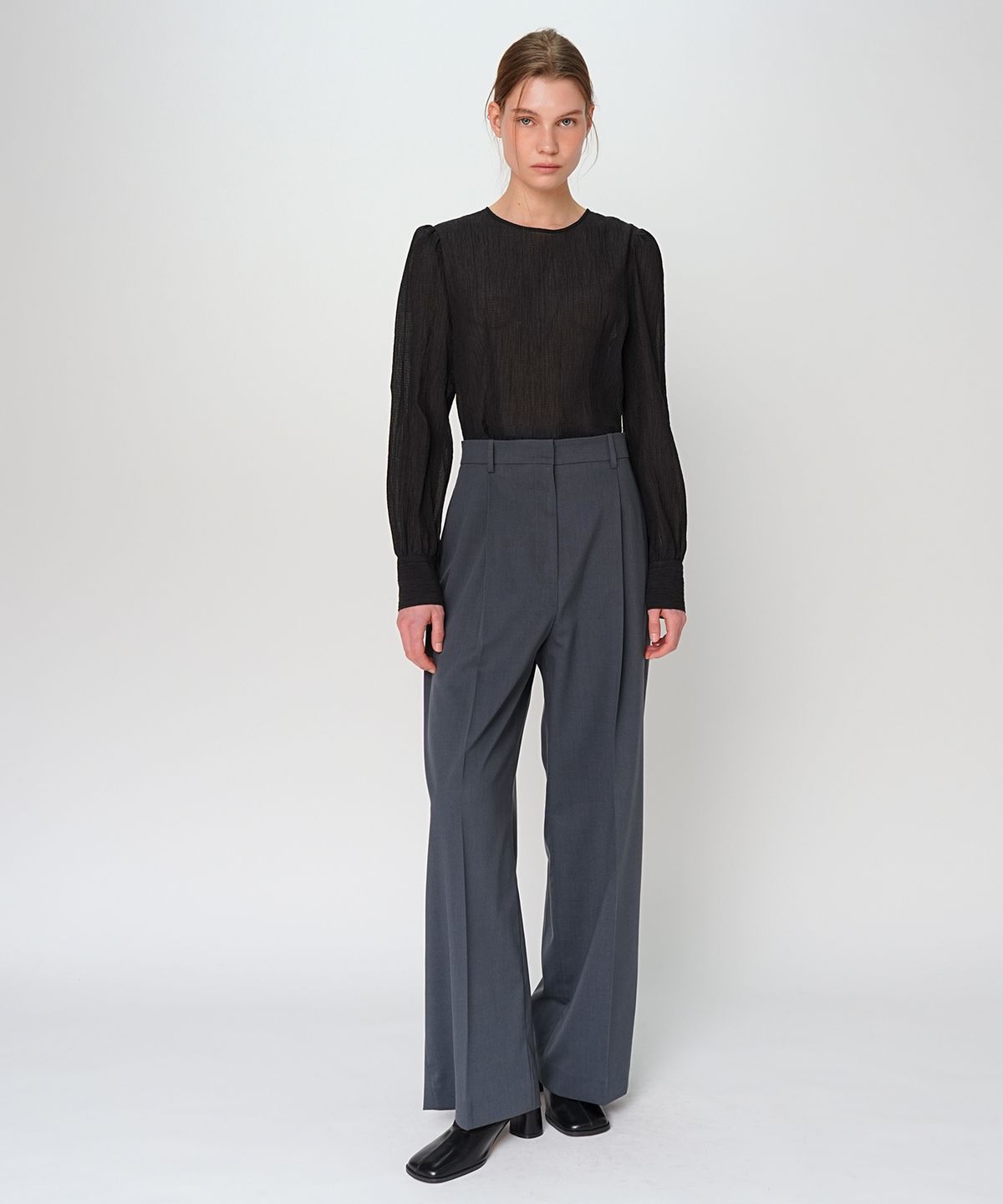 폴앤앨리스(PAUL&ALICE) SHEER BLOUSE / BLACK