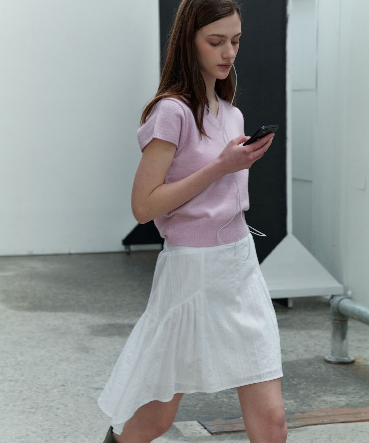 쏘이르(SO IR) GATHERED COTTON SKIRT - WHITE