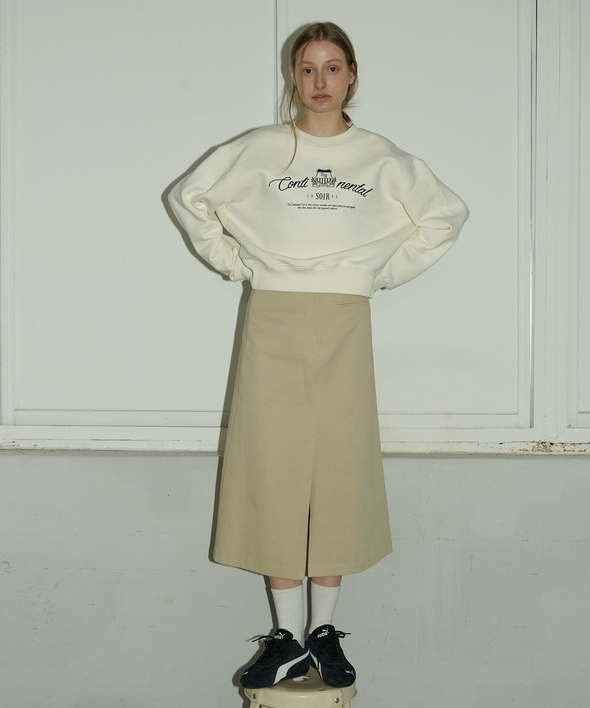 쏘이르(SO IR) A LINE COTTON SKIRT - BEIGE