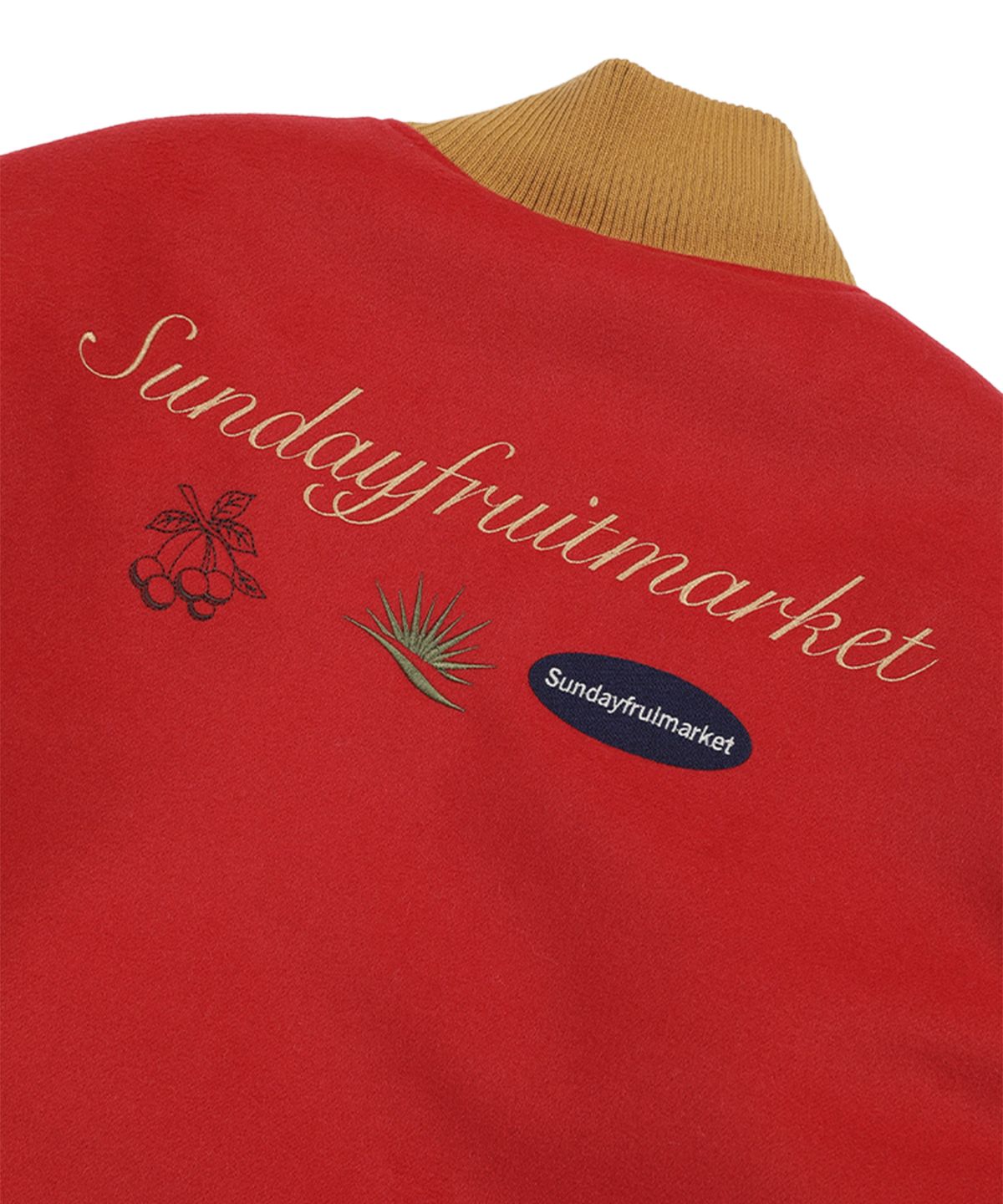 선데이후르츠마켓(SUNDAY FRUIT MARKET) APPLE VARSITY JACKET RED
